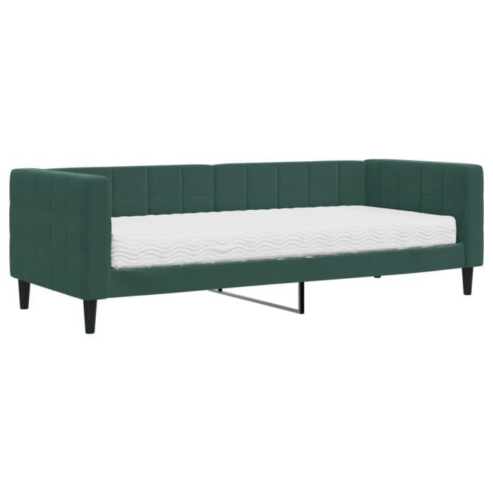VidaXL Lit de jour avec matelas vert foncé 80x200 cm velours 3196662