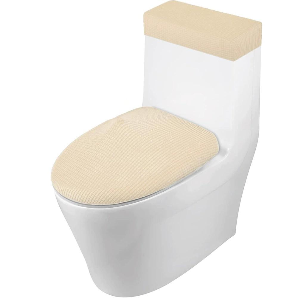 

2pcs elastic corn kernels toilet seat cover fresh solid color bathroom sanitary napkin cover suitable for all seasons wrapped U-shaped adapter 2pcs/set бежевый