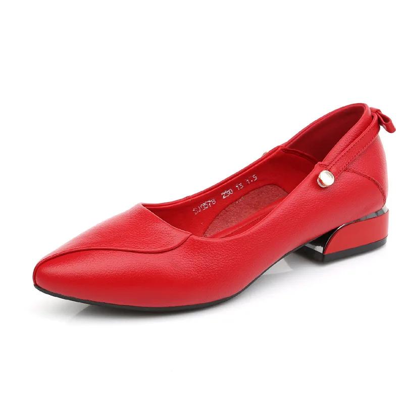 Fashion Spring Summer New Designer Med Heels Shoes Women Large Size Pumps Brand Genuine Leather Ladies Luxury Fashion Party Shoes