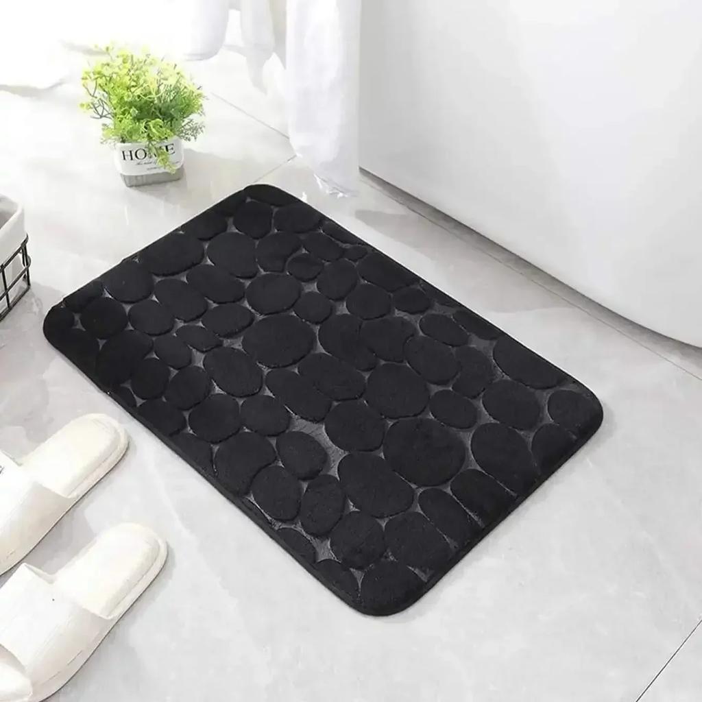 3D Non Slip Bathroom Mat Cobblestone Embossed Bath Mats Absorbent Doormat Carpet Door Floor Mats Machine Washable Quick Drying