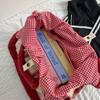 Fashionable Women's Shopping Bag Plaid Printed Plush Patchwork Bag Plush Shoulder Bag  Girls