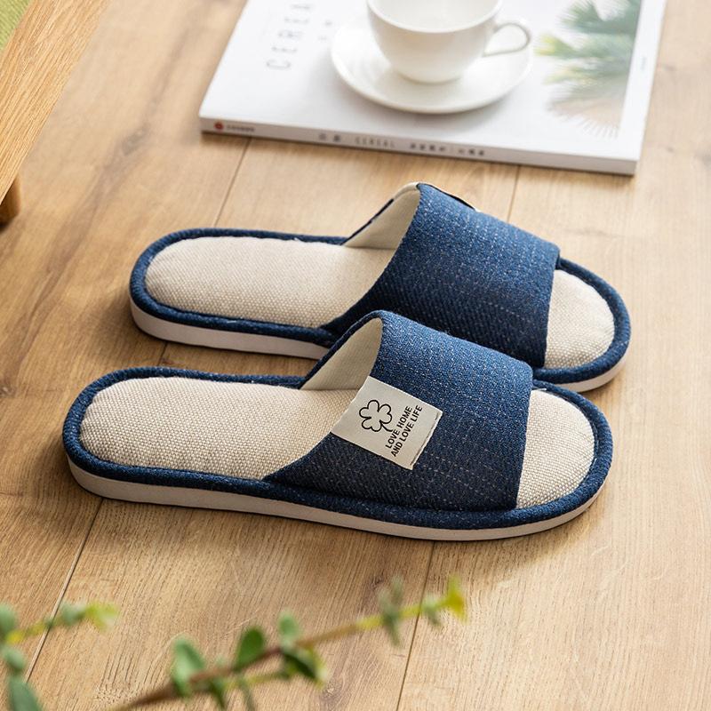 Linen Slippers Women's Spring and Autumn Four Seasons Indoor Household Cotton and Linen Home Non-slip Summer Male Couple