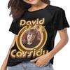 David Cassidy Baseball T Shirt Women's Casual Round Neckline Short Sleeves Tshirt Tops, Black, X-Large