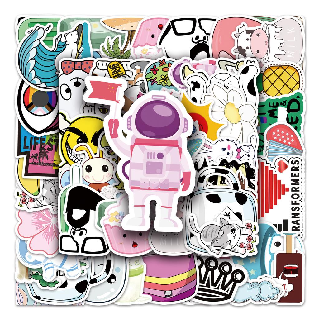 50 Cartoon Doodle Persönlichkeit Klein Frisch Koffer Tablet Computer Klavier Wasserdichte Aufkleber Autoaufkleber
