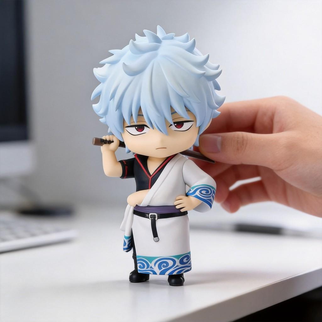 Figura de Arcilla Versión Q de Sakata Gintoki de Gintama 10cm PVC Acción Coleccionable Para Fans de Anime