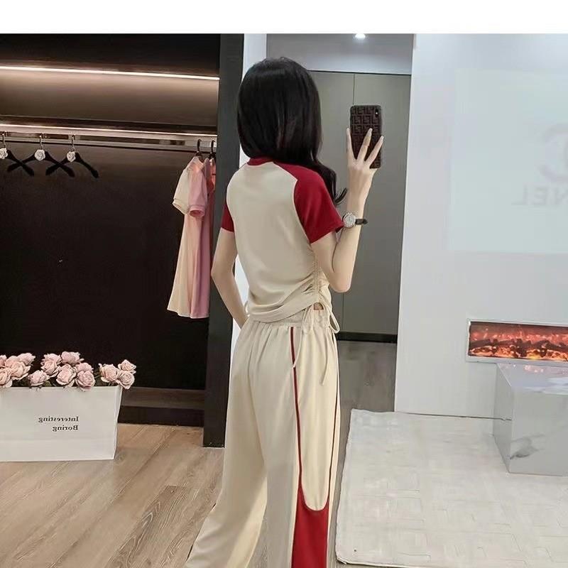 Fashionable Casual Sports Suit for Women in Summer, Thin, Street-friendly, Age-reducing, Stylish, Small, Leggings, Two-piece Set