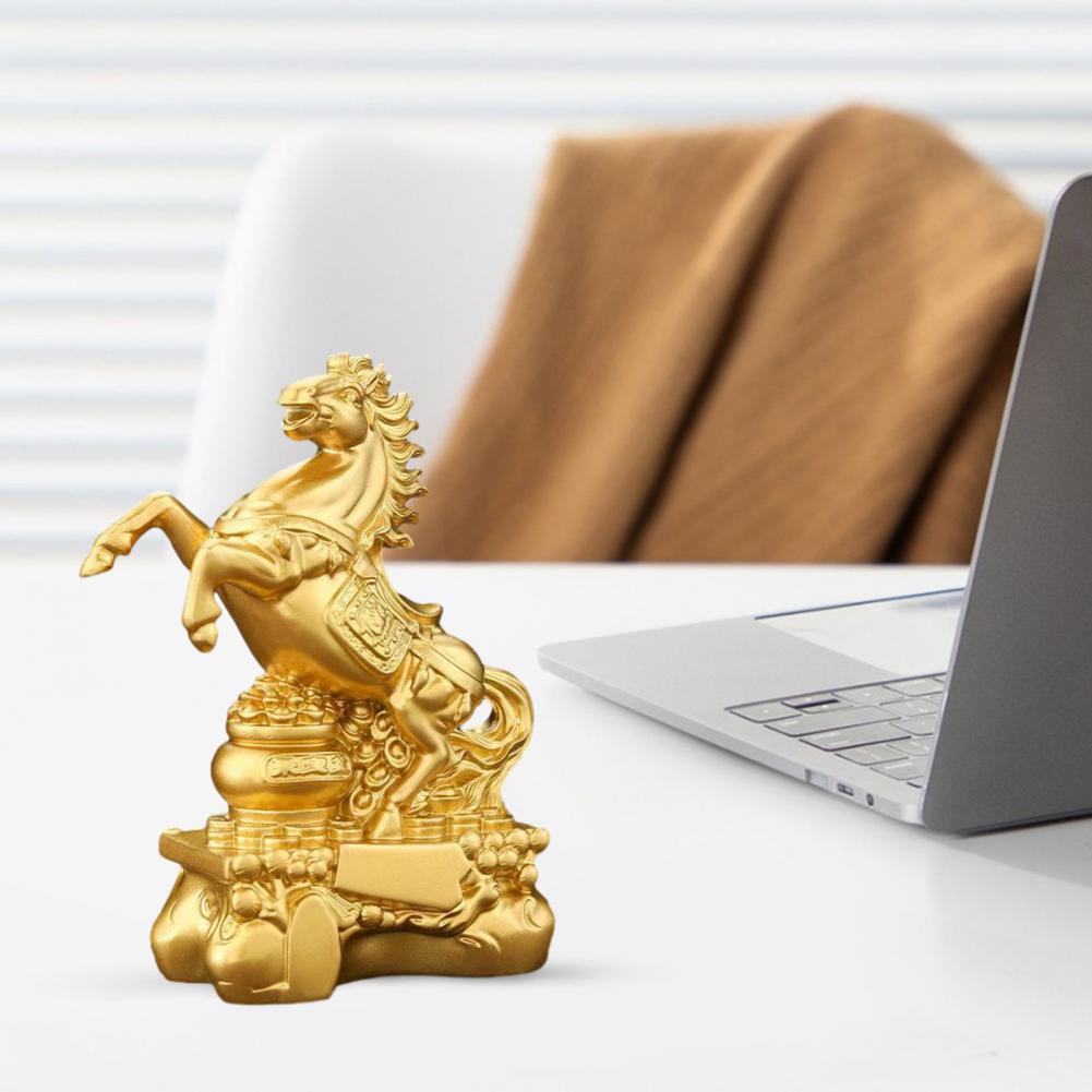 2026 Zodiac Statue Chinese New Year Blessing Horse Statue Home Decor Zodiac Horse Sculpture Golden Feng Shui Horse Sculpture