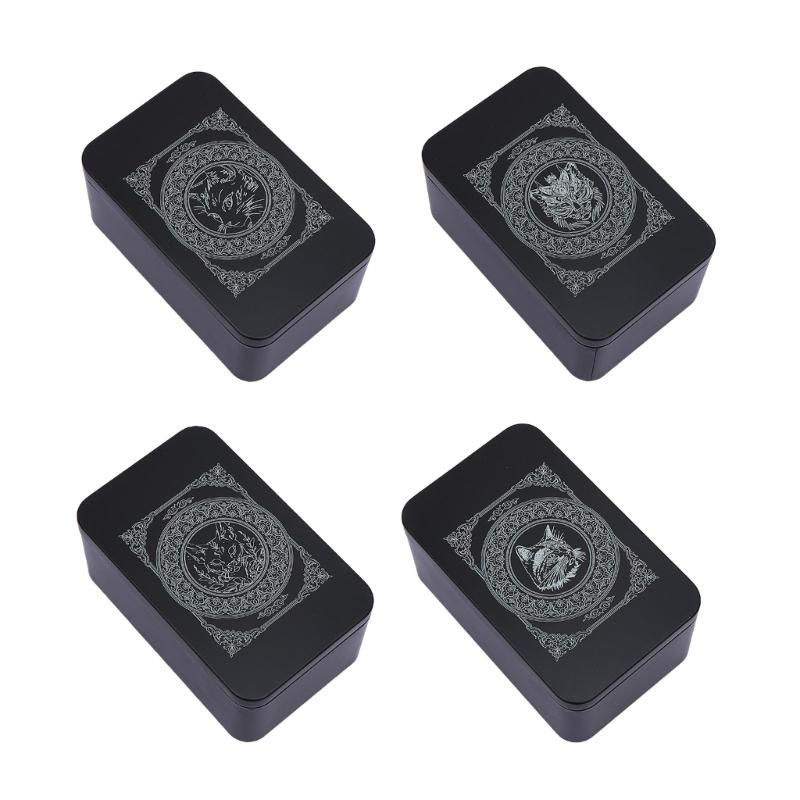 Boîte de Cartes à Jouer Étui pour Cartes à Collectionner Rangement pour Tarots Boîte de Rangement Métallique Vide pour Cartes de Jeu