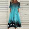 Summer Dress For Women Casual Printed Short-Sleeve Beach Swing Dress