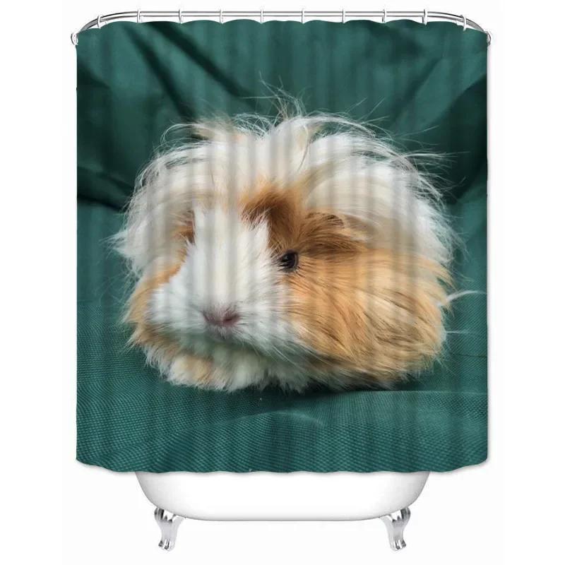 Custom High Quality Guinea Pig Shower Curtain Waterproof Bathroom Polyester Fabric Bathroom Curtain