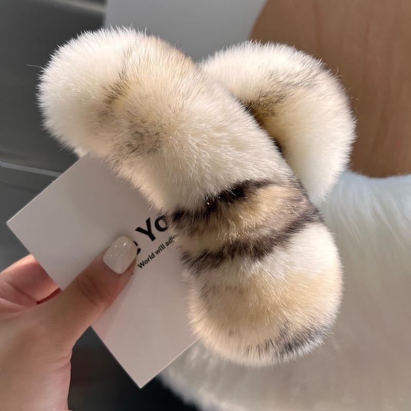 

Hair Accessory Trendy For Women Cute And Sweet Rabbit Fur Hair Clip Claw StyleE