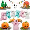 3D Printed Ghost Gear Cube Stress Anxiety Relief Halloween Cartoon Ghost Figurine Statue Fidget Toy Desktop Decoration Ornament
