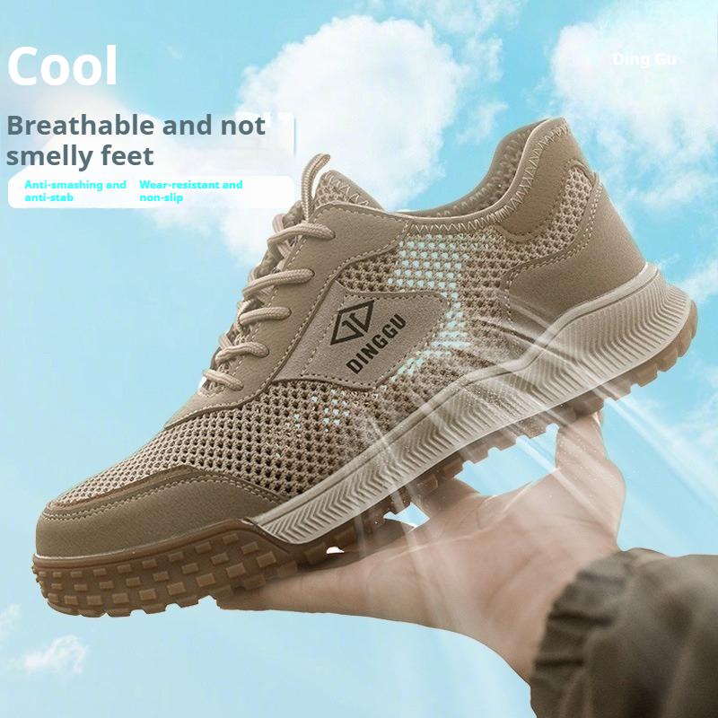 Summer Safety Construction Shoes Breathable Work Shoes with Mesh Work Boots with Steel Toe Cap Lightweight Work Sneakers for Men