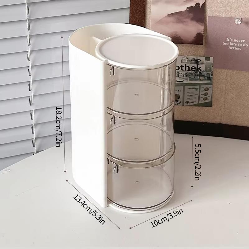 1Pcs Cosmetic Organizer Bathroom Makeup Cushion Organizer Beauty Egg Storage Display Case Rotating Compartment Organizer