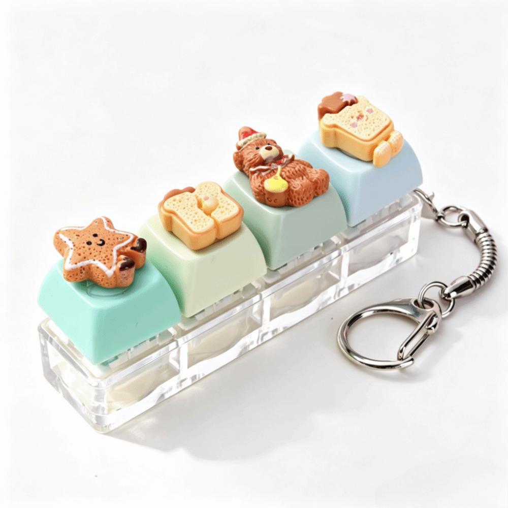 Mechanical Keyboard Clicker Toy Keyring Finger Button Finger Press Keycap Keychain Sensory Toys