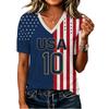 Women's V Neck Letter Print Short Sleeve T Shirt Casual Summer Tee