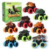 Inertial Pull-Back Off-Road Dinosaur & Animal Toy Car Set: T-Rex, Triceratops, Tiger, Leopard