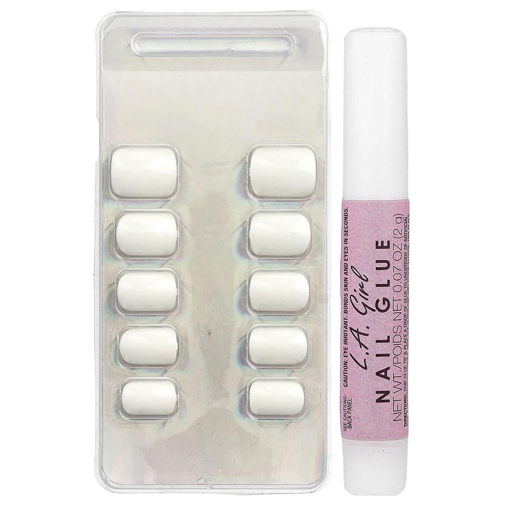 L.A. Girl, Oh So Shiny Artificial Nails, Gel Shine Nail Tips, GNT151 Cloud Nine, 25-Piece Kit