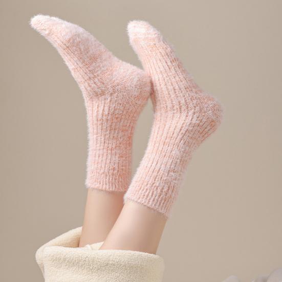 1 Pair Women Socks Highly Elastic Cozy Winter Ankle Socks Thickened Double-Sided Fleece Warm Slipper Socks