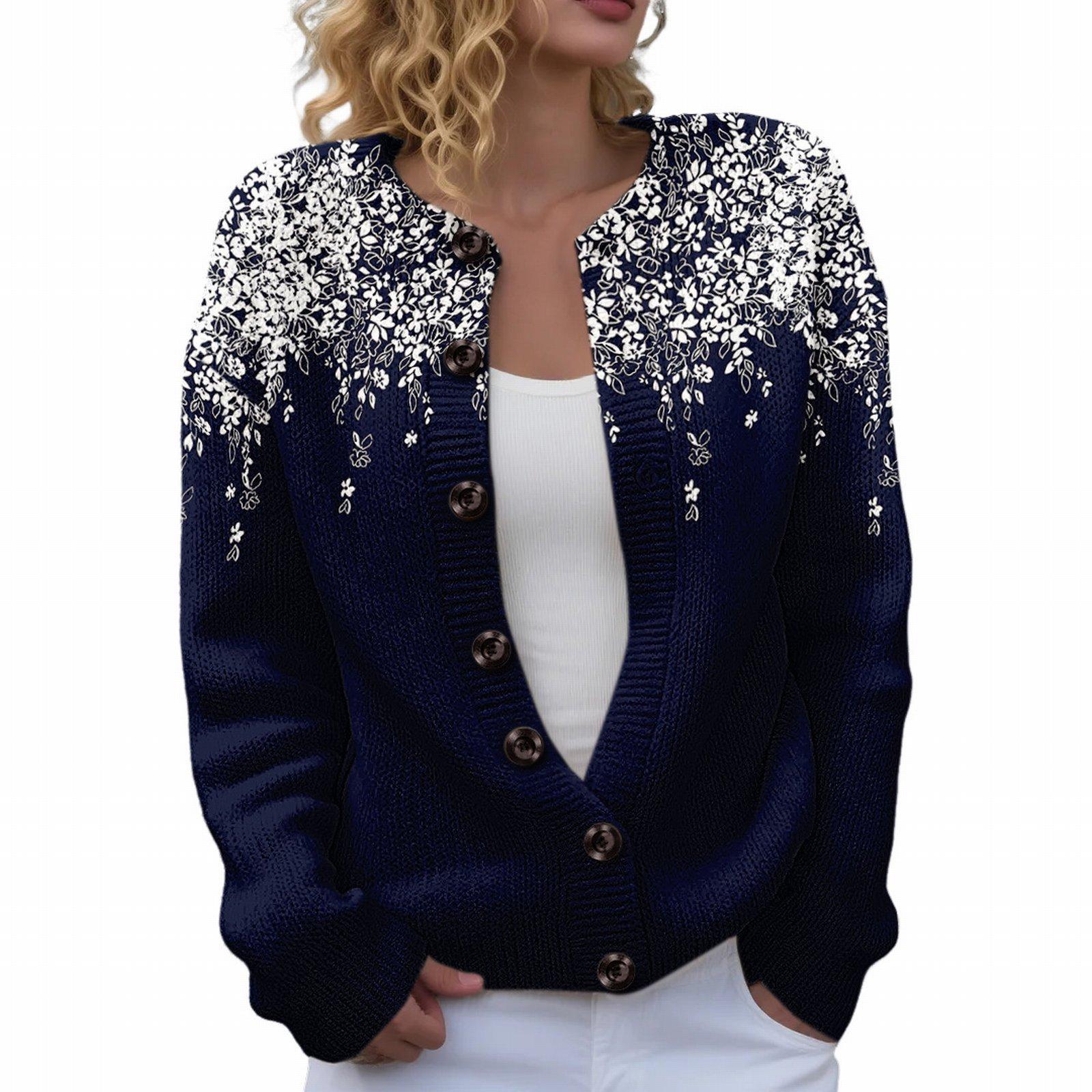 JXX56-134 Crew Neck Cardigan Sweater Printed Cardigan - Customer Dedicated Link S