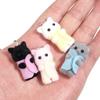 Kawaii 3D Flocking Cat Charm Cute Cartoon Cat Ornament Earring Keychain Pendant Accessories Diy Crafts Jewelry Make