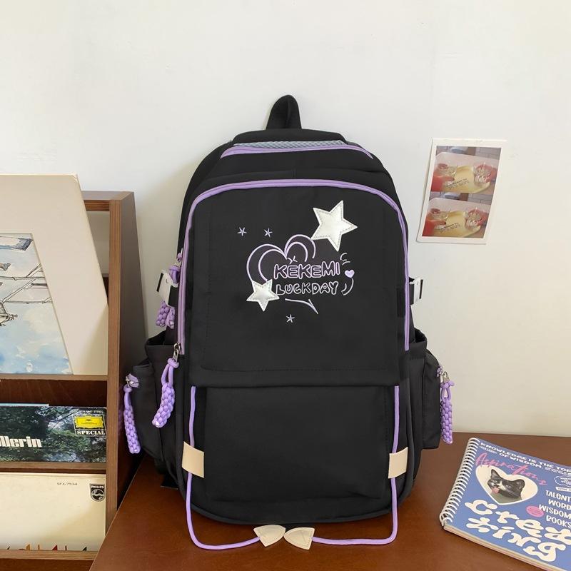 High Value New Junior High School Schoolbag Girls Solid Color Fresh Leisure Travel Backpack Large Capacity Backpack