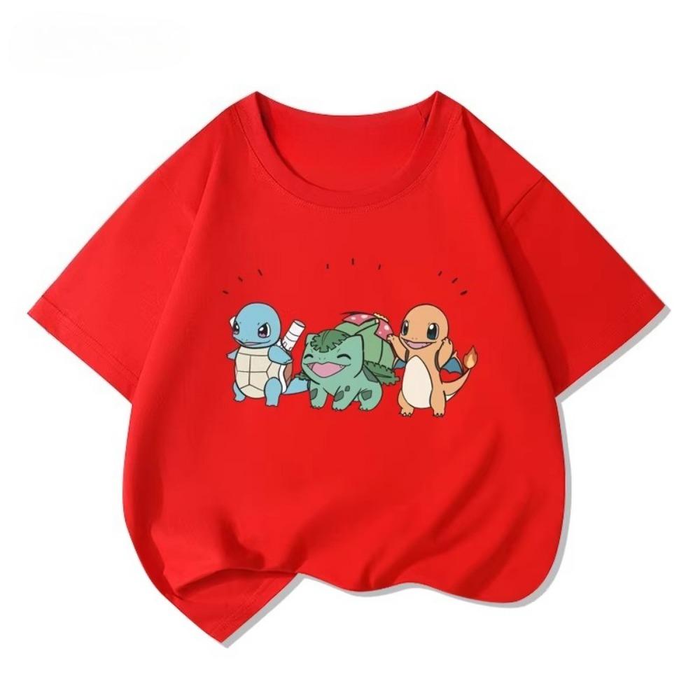 Potdemiel Summer New Pikachu Print Children's T-Shirt, Boys and Girls, Comfortable and Breathable Children's T-Shirt