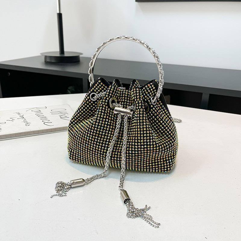 imple design mini bucket bag, popular bright diamond bag women's versatile new versatile chain messenger bag