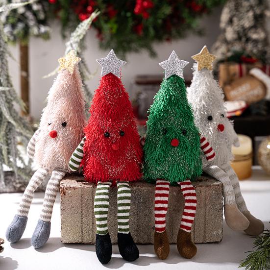 Christmas Gnome Decoration Fluffy Christmas Tree Doll with Glitter Star Topper Plush Elf Table Centerpiece for Hotel Mall Window Holiday Decor