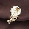1Pcs White Pearl  Zircon Inlaid Corsage Luxury  Shell Feather Brooch Pins Gold Color Clothing Accessories