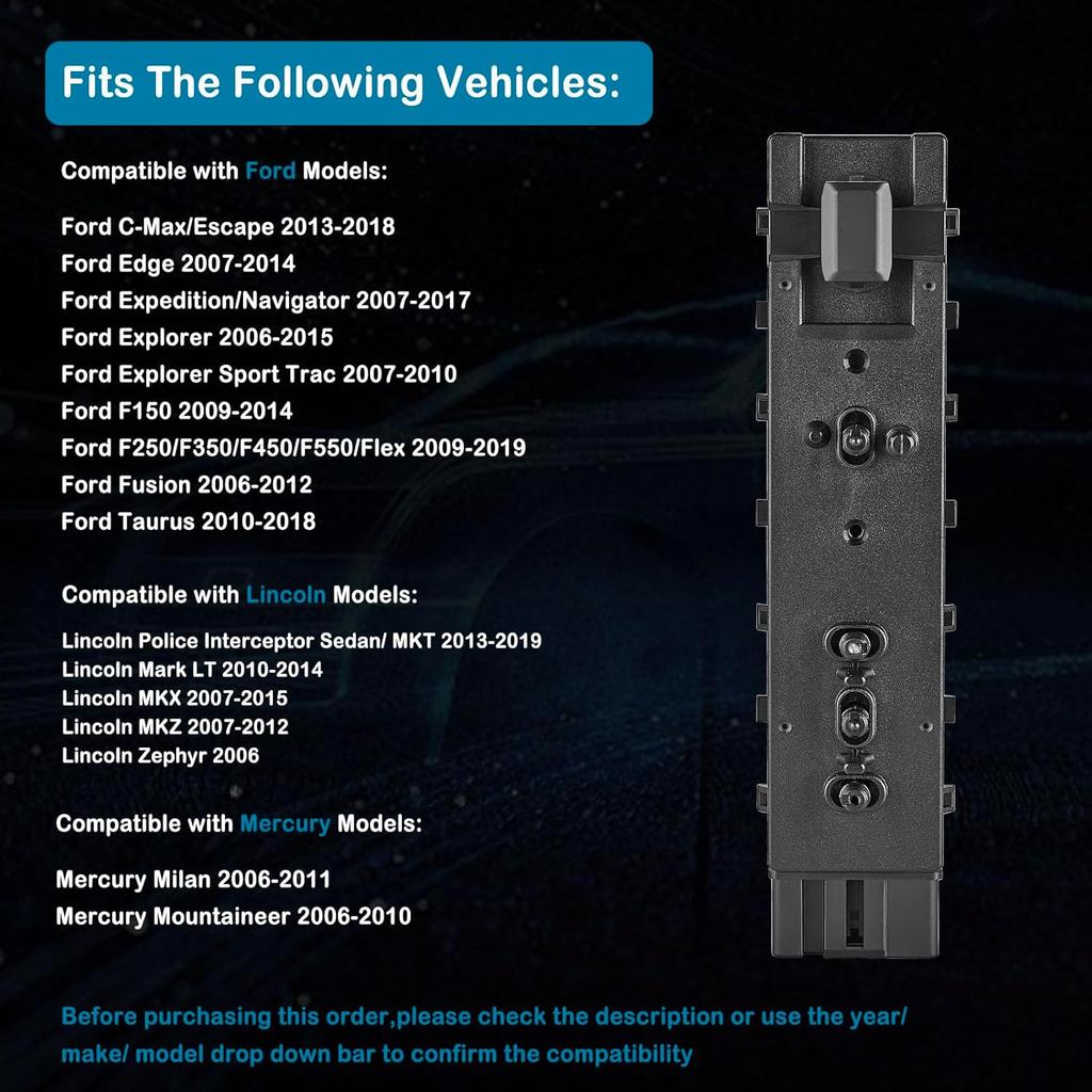 Left Driver Side Power Seat Switch for Ford Edge Escape Explorer Fusion Expedition F150, Lincoln & Mercury, Power Seat Adjustment Control Switch,