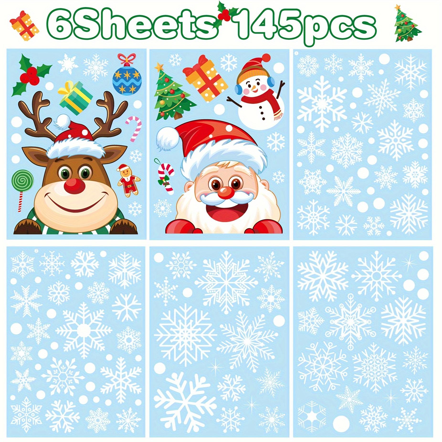 

1 комплект рождественских наклеек на окна в виде снежинок, идеально подходит для рождественского декора стеклянных окон Pack of 6