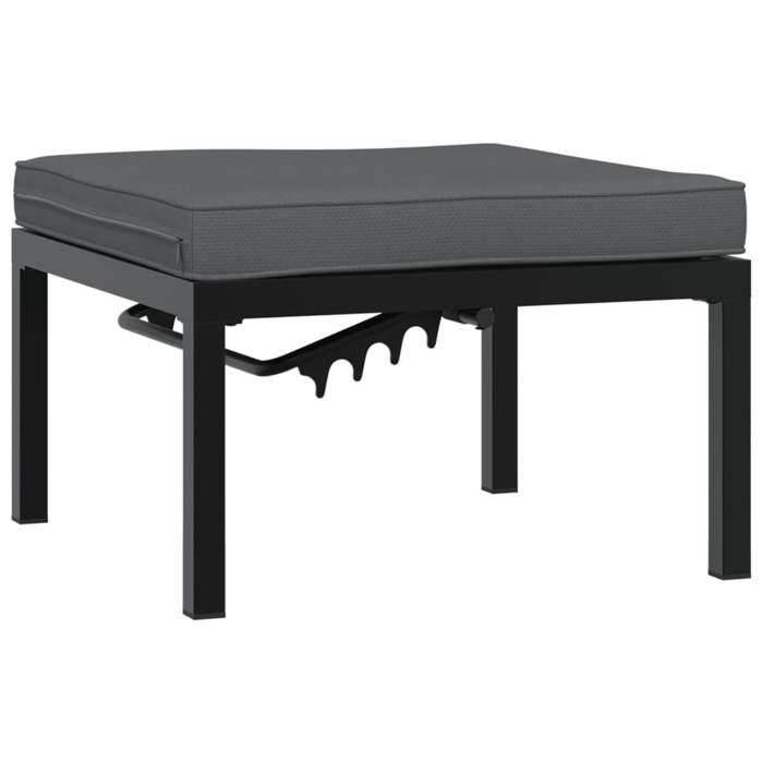 VidaXL Garden Stool with Black Cushion Aluminum, Garden Seat, Outdoor Stool, Cube Seat, Outdoor Seat, 4008572