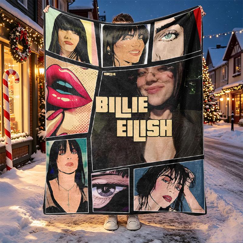 Billie Eilish Pattern Blanket for Home Decoration, Bed, Sofa, Car Travel, Camping, Suitable for All Seasons, Birthday Christmas Gift