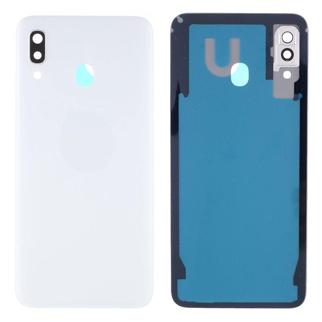 

Battery Housing Back Cover with Camera Ring Lens Cover Replacement (without Logo) for Samsung Galaxy A30 White