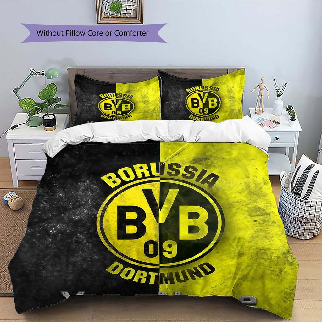 Borussia Custom Name Pattern Bedding,Quilt Set Quilt Cover Pillowcase Home Birthday Gift(1 * Duvet Cover + 2 * Pillowcase, Without Core)