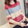 Dzianinowe t-shirty O-neck Wiosna Jesień Patchwork Swetry z długim rękawem Casual Hollow Out Swetry w paski Rozrywka Koreańskie swetry