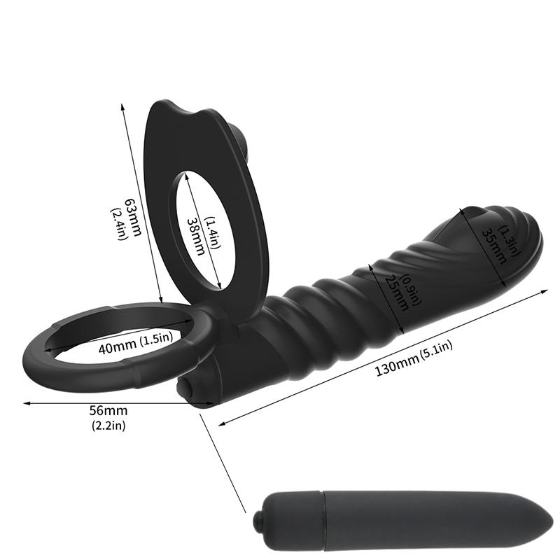 Double Penetration Penis Ring 10 Modes Vibrator Penis Enlargement Dildo Anal Sexy Toy for Men Women Stimulation of the Clitoris