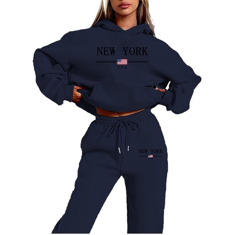Womens Fleece Lined Tracksuit Hoodie Sweatpants Set Winter Casual Sportswear