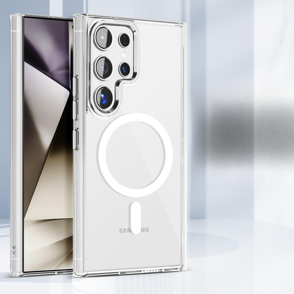 The Samsung S25Ultra Ice Color Transparent Magnetic Charging Phone Case Is Compatible with The S24FE Shockproof A16 Foreign Trade Protective Case