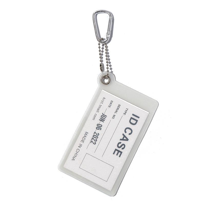Pvc Transparent Id Card Holder With Keychain Fluorescent Clear Card Case Credential Holder For Student Bus Card Work Id