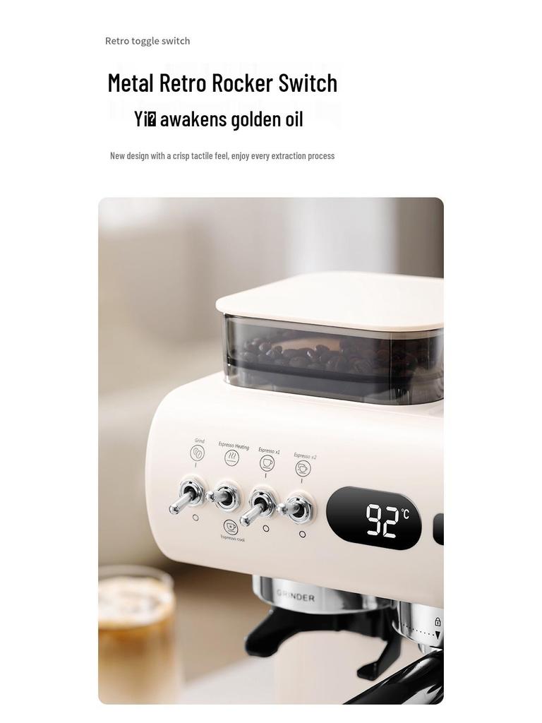 Home Espresso Machine: Semi-Automatic Italian High-Pressure Cold & Hot Dual Extraction with Integrated Grinder