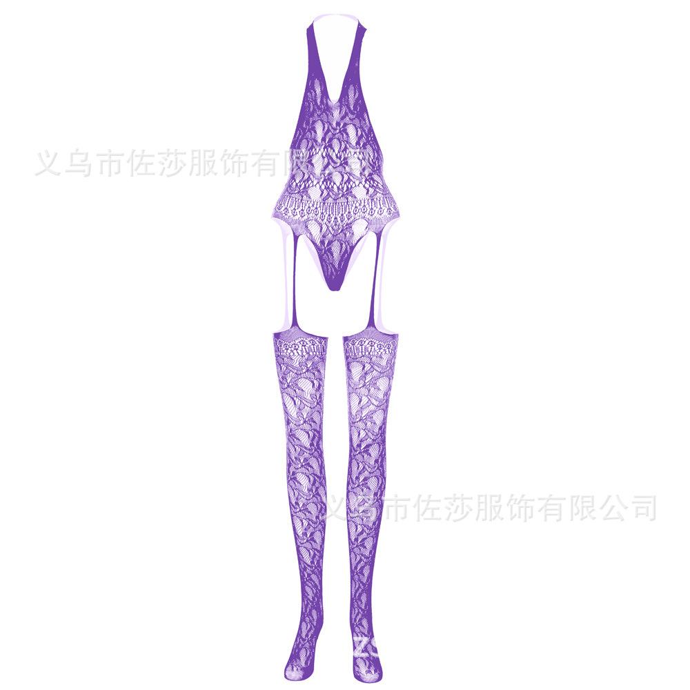 Sex Underwear Hollow Mesh Transparent One-piece Pajamas Nylon Jacquard One-piece