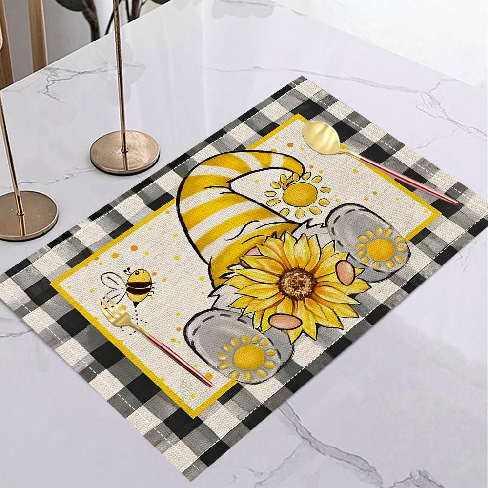 1/4/6pc Lemon Printed Summer Linen Placemat Fresh Holiday Dining Table Mat Decoration for Wedding Party Home Gathering