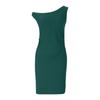 Women's Fashionable Sexy Color Off Shoulder Waist Pleated Sleeveless Hip Hugging Dress