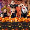 DIFEIUKI Happy Halloween Tablecloths, Set of 4, Spider Web, Bat, Pumpkin, Castle, Black and Orange, Rectangular Table Covers, Water-Repellent and Wate