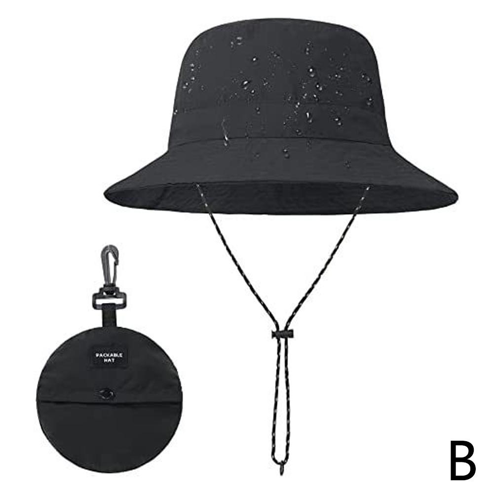 

Summer Sun Protection Waterproof Bucket Hat Camping Hiking Cap With Storage Bag Anti-UV Sun Hat Mountaineering Caps Panama Hat чорний