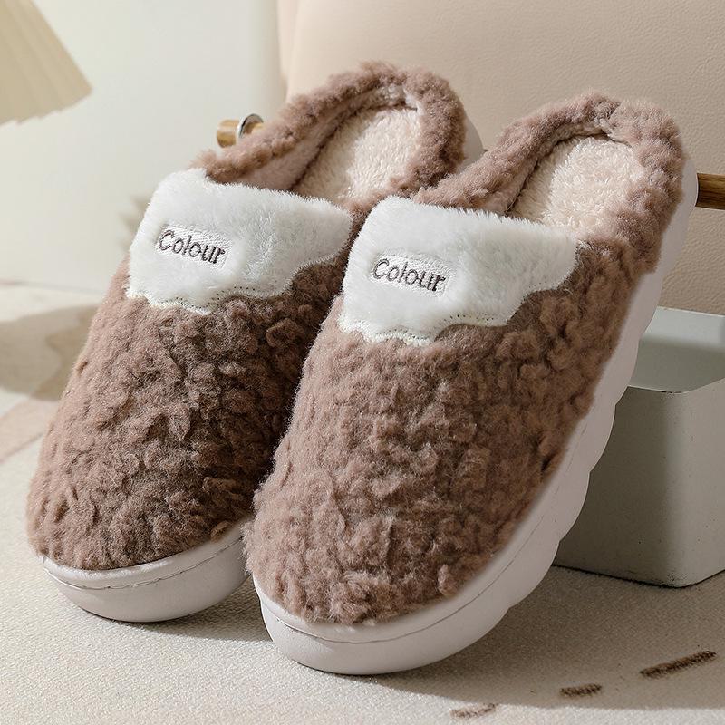 Winter Fur-Slippers: Women's & Men's Cozy Cotton, Velvet-Lined, Thick Sole for Indoor Warmth