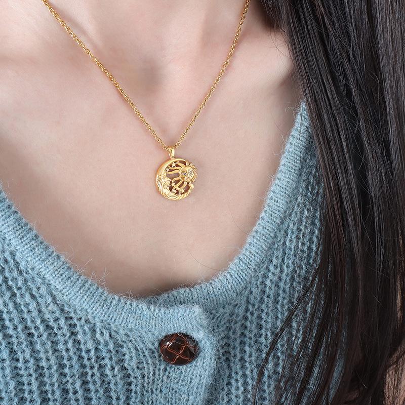 

Стиль ретро бриллиантовое ожерелье с подвеской в виде солнца и луны, индивидуальный дизайн ниши