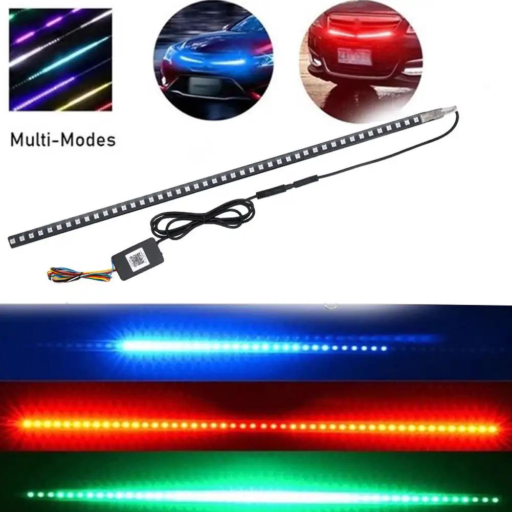 Universal 56cm DC 12V 48 LED RGB Lights Car Scanner Knight Rider Strobe Flash Light Strip With Remote Control Car Accessories